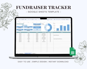 Fundraiser Tracker Google Sheets Spreadsheet Template, Charity Donor List, Non Profit Organization Event Payment Tracker, Donor Receipt Log