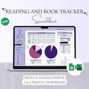 Reading Journal & Book Tracker Spreadsheet - Google Sheets and Excel Templates, Digital Reading Journal, Book Reading Planner