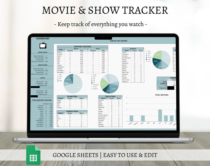TV Show Tracker Spreadsheet Google Sheets & Excel | Episode Log, Series ...