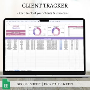 Client Invoice Template for Google Sheets, Digital Client Management Spreadsheet for Small Business Owners, Customer Tracker, Lead Manager