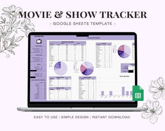 TV Show and Movie Tracker Google Sheets Template, Television Series Tracker Spreadsheet, Movie Watch List Dashboard
