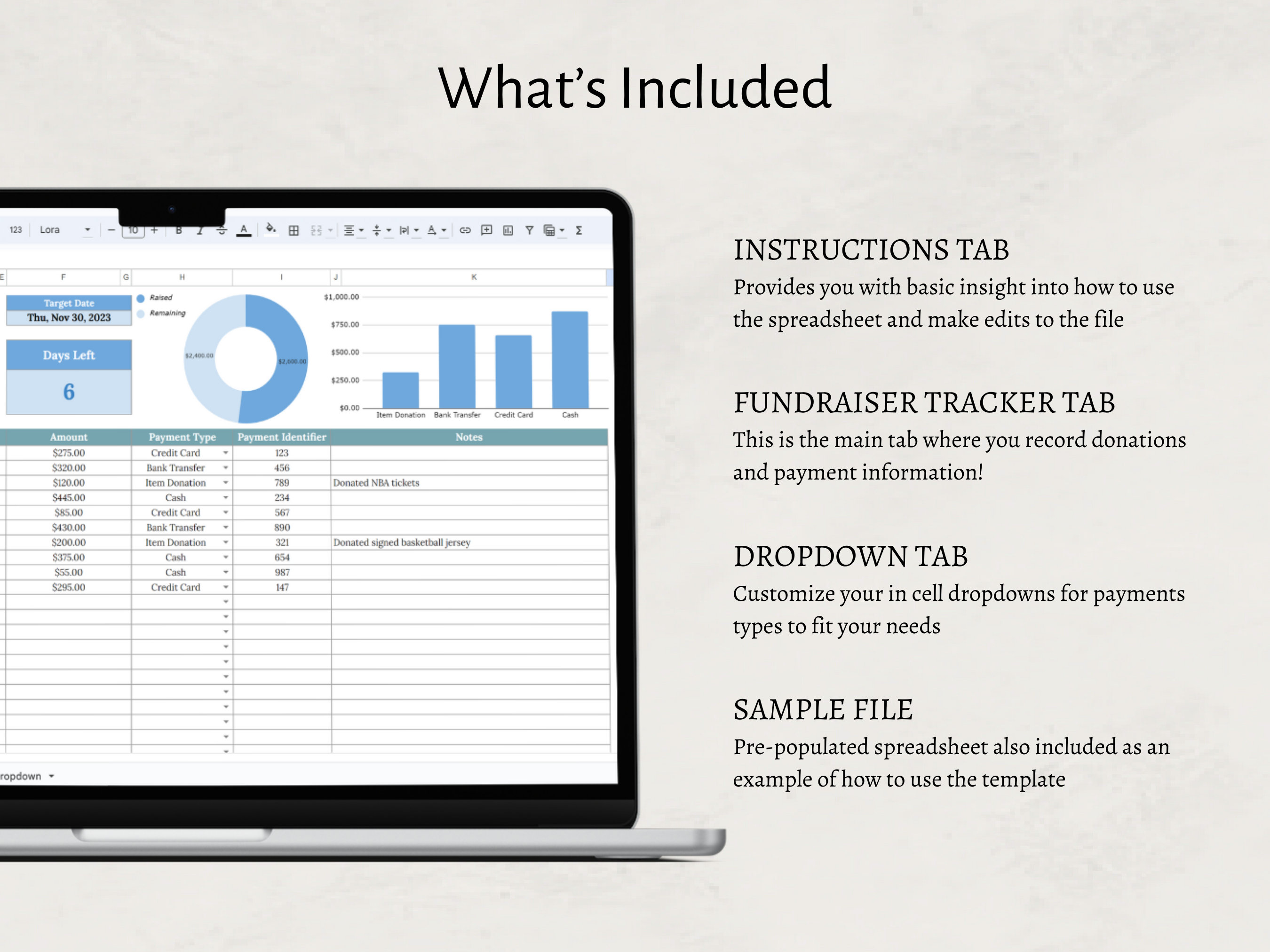 Donation Tracker Template for Google Sheets, Charitable Gift Donation ...