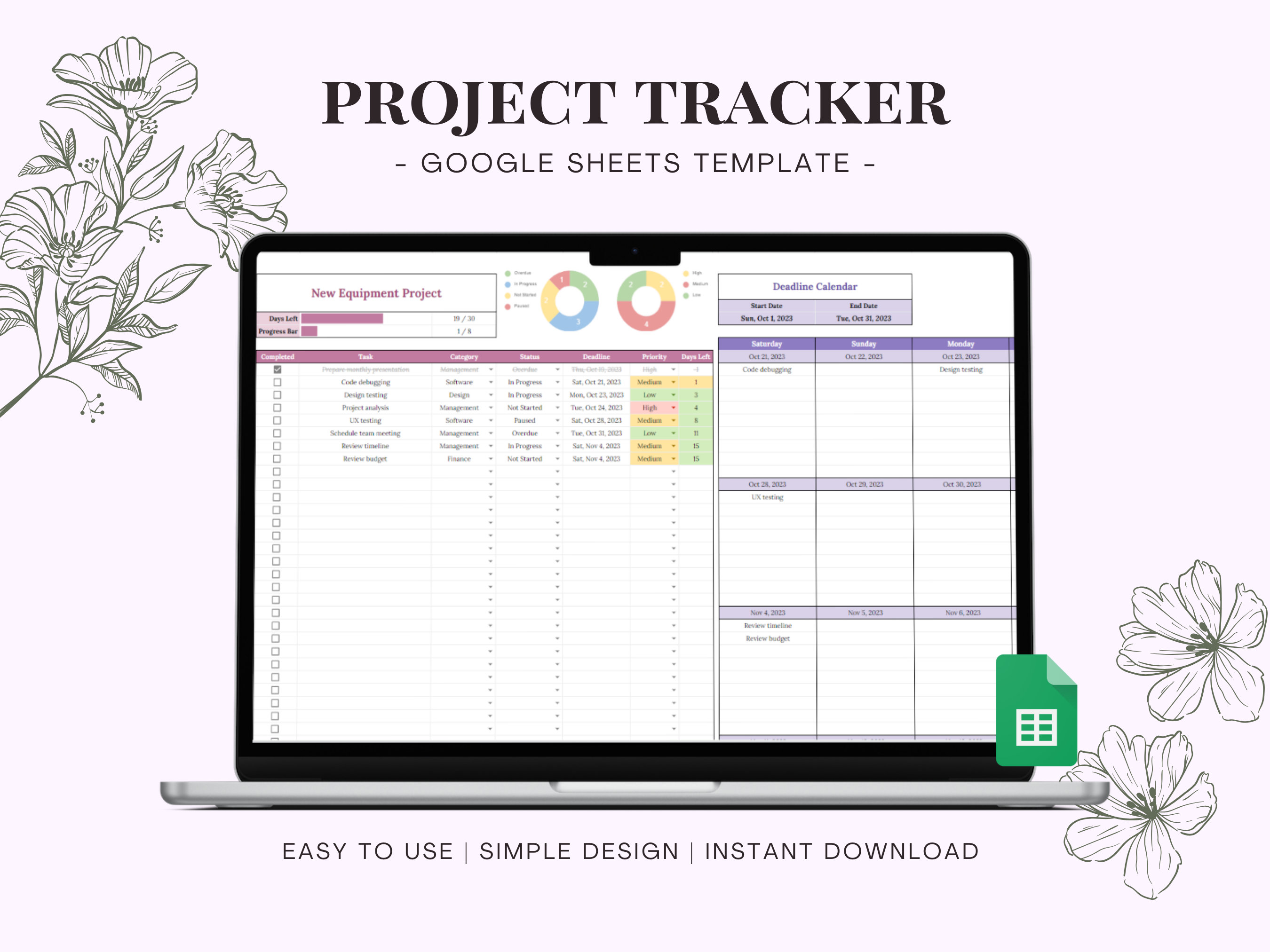 Project Tracker Template Google Sheets Project Management Planner ...