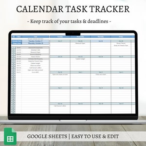 Digital To-Do List Planner for Google Sheets, Task List Template, Deadline Tracker with Calendar, Task Management Spreadsheet