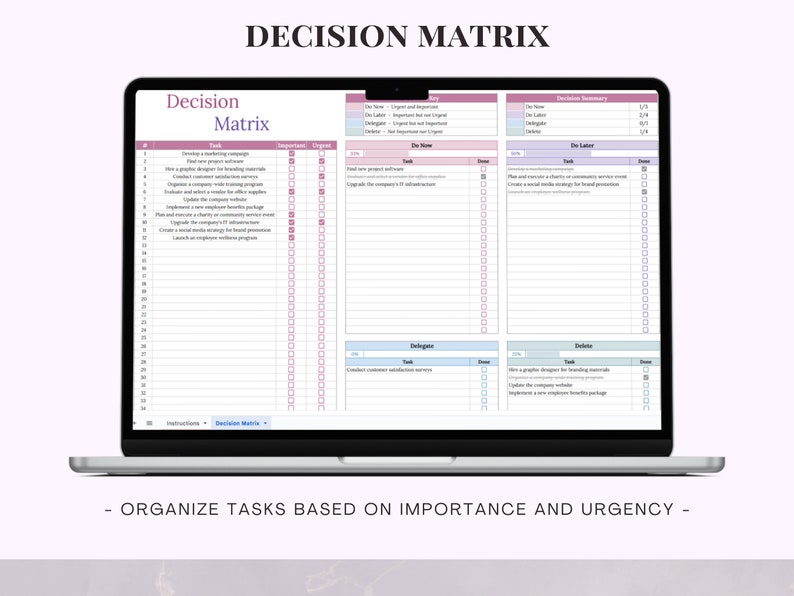 Decision Matrix Spreadsheet Template for Google Sheets, Priority Matrix ...