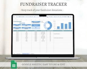 Donation Tracker Template for Google Sheets, Charitable Gift Donation Goal, Tax Preparation Donations Spreadsheet, Fundraiser Budget Manager