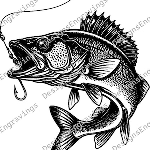 Poisson SVG, SVG vectoriel de pêche au doré. Poisson avec hameçon gravé. Poisson png.