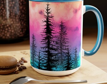 Trees - Two-Tone Coffee Mugs, 15oz