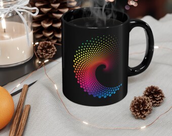 Spiral - 11oz Black Mug - 2 Handle coffee mugs - Mugs mugs -11 ounce coffee mugs - Acme coffee mugs - Gift for her - Gifts for Wife -