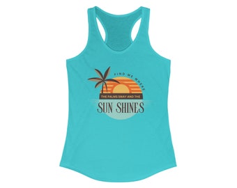 Swaying Palms and SunShine Tank-Top shirt. Summer Tank T-shirt in summer colors, Summer Palm tree Swaying T Shirt.