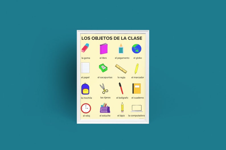 School Supplies / French & Spanish Posters / Learning Resource Etsy