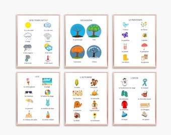 Weather and Seasons / French Classroom Posters / Educational Wall Prints/ Affiches