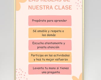 Spanish Classroom Posters / Class Rules / Wall Posters / Espanol