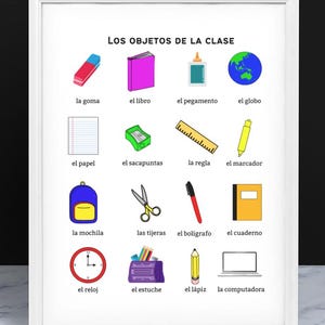 Spanish School Supplies Posters / Learning Resource / Espanol / Foreign Language