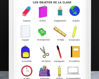 Spanish School Supplies Posters / Learning Resource / Espanol / Foreign Language