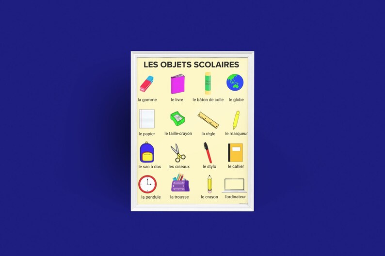 School Supplies / French & Spanish Posters / Learning Resource Etsy