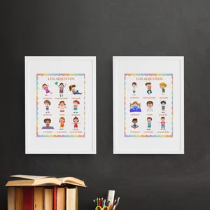 Spanish Adjectives Poster / Educational Resource / Kids Learning / Español