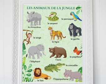 French Farm Animals Poster / Affiches en Francais / Kids Learning / Educational Resource