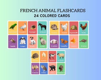 French Animal Flashcards / Printable Flashcards / Learn French / Educational / Vocabulary