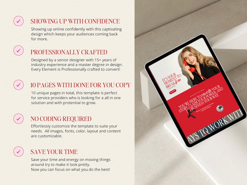 Red Showit Website Template For Coaches