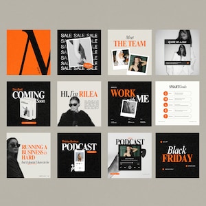 Bold Orange Podcast Instagram Templates, bold instagram template, Coach Instagram Template , IG stories template, mindset coach templates