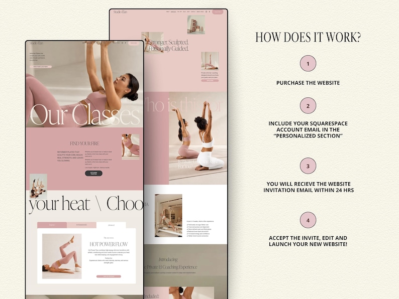 Squarespace Template for fitness Coaches, personal trainers, Pilates & Yoga studio, wellness Website imagen 2