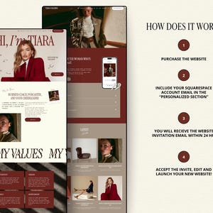 Bold Maroon Squarespace Template for Business Coach, Blogger website, Course Creator Website, life coaching Template, consulting website