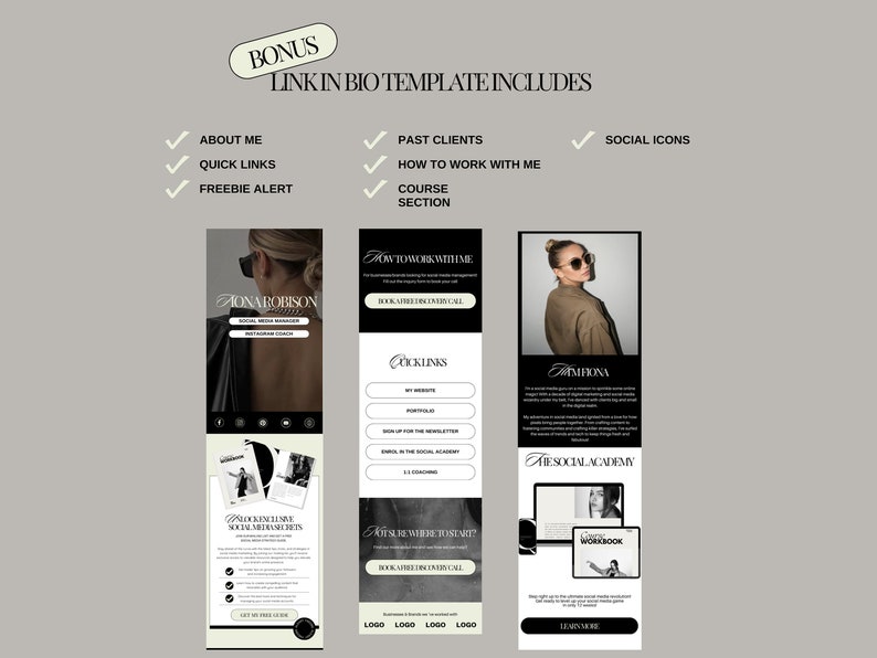 Aesthetic Canva Website Template Bundle for Virtual Assistant, Social Media Manager, sales funnel, portfolio website, One Page Website