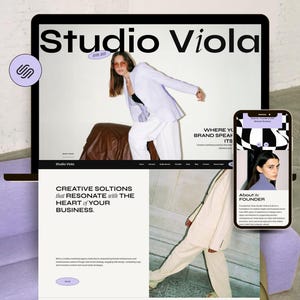 Bold Purple Squarespace Template for Agency, Portfolio Template, social media manager website, virtual assistant website, VAs,Sofi