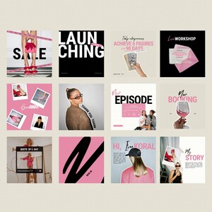 Bold Pink Instagram Templates for coaches, bold instagram template, Podcast Instagram Template , IG stories template, coaching templates