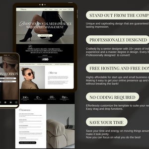 Aesthetic Canva Website Template Bundle for Virtual Assistant, Social Media Manager, sales funnel, portfolio website, One Page Website
