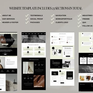 Aesthetic Canva Website Template Bundle for Virtual Assistant, Social Media Manager, sales funnel, portfolio website, One Page Website