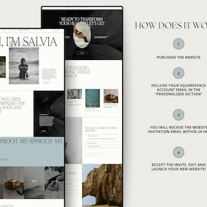 Squarespace Website Template for Health Coach, life coach website, coaching template, wellness coach website, sales page template, VAs, Sofi