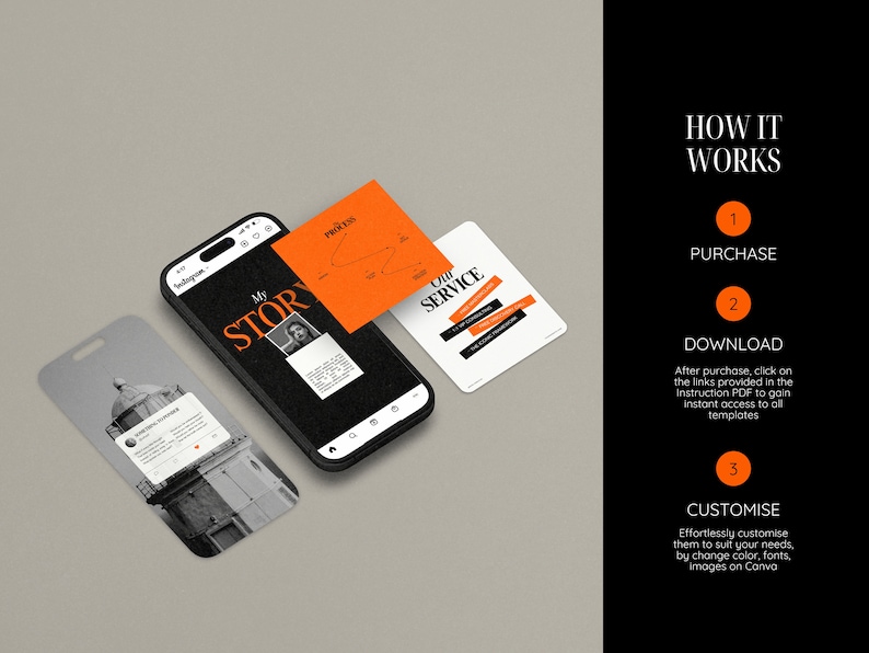 Bold Orange Podcast Instagram Templates, bold instagram template, Coach Instagram Template , IG stories template, mindset coach templates