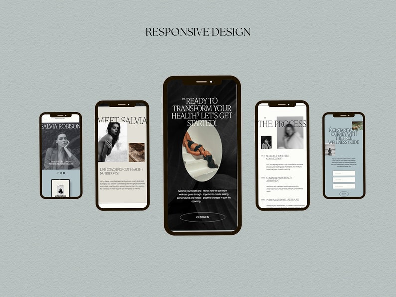 Squarespace Website Template for Health Coach, life coach website, coaching template, wellness coach website, sales page template, VAs, Sofi
