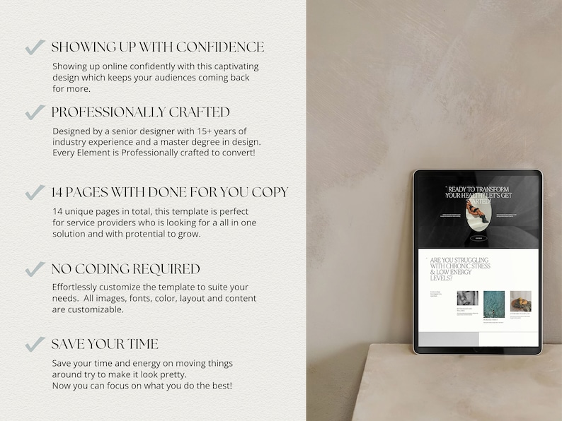 Squarespace Website Template for Health Coach, life coach website, coaching template, wellness coach website, sales page template, VAs, Sofi