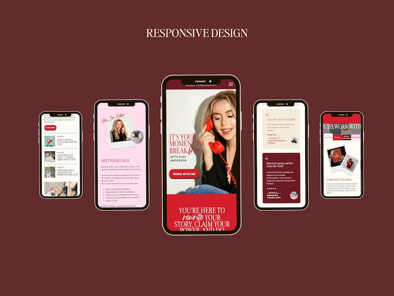 Red Showit Website Template For Coaches
