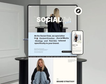 Blue Showit Website Template for Social Media Managers, Virtual Assistants, Portfolio Website