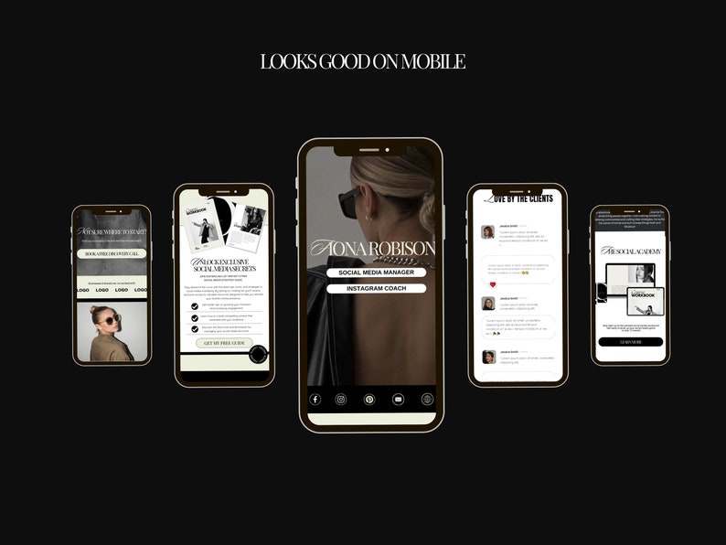 Aesthetic Canva Website Template Bundle for Virtual Assistant, Social Media Manager, sales funnel, portfolio website, One Page Website