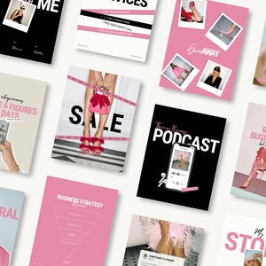 Bold Pink Instagram Templates for coaches, bold instagram template, Podcast Instagram Template , IG stories template, coaching templates