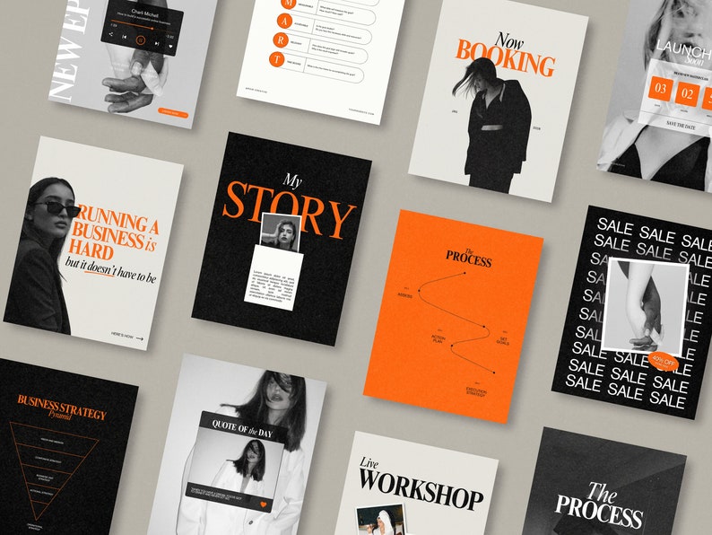 Bold Orange Podcast Instagram Templates, bold instagram template, Coach Instagram Template , IG stories template, mindset coach templates