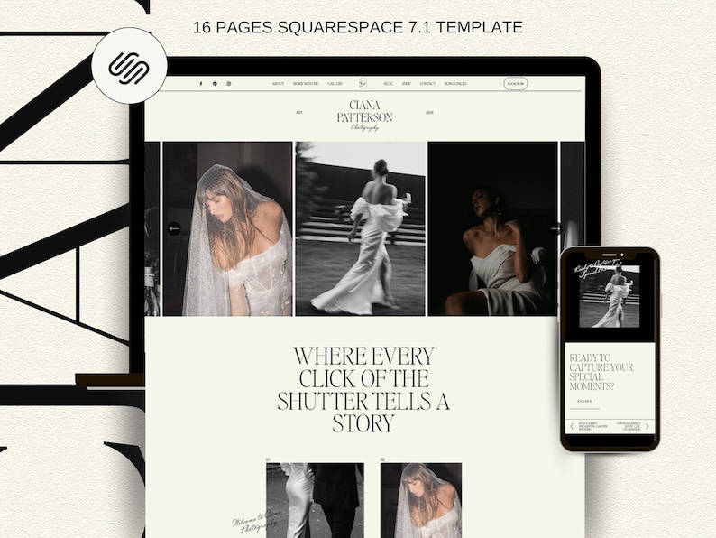 Squarespace Website Template for photographers, editorial website template, Portfolio website, Photography website, coach website