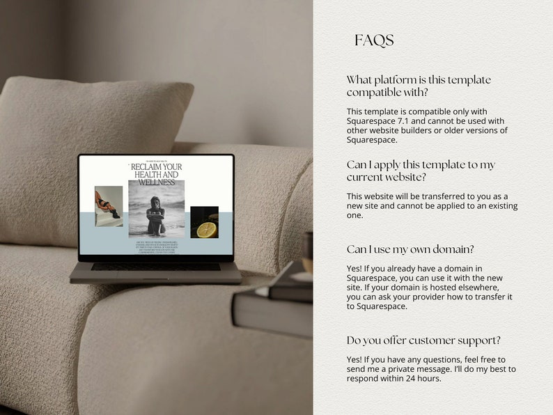 Squarespace Website Template for Health Coach, life coach website, coaching template, wellness coach website, sales page template, VAs, Sofi