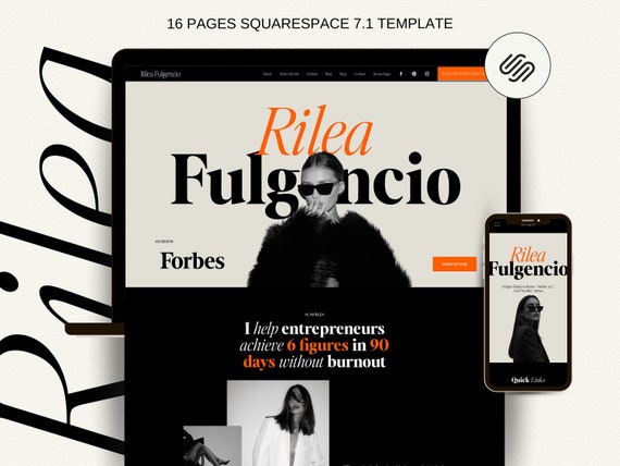 Bold orange Squarespace Website Template: Business Coach, Author, Podcast
