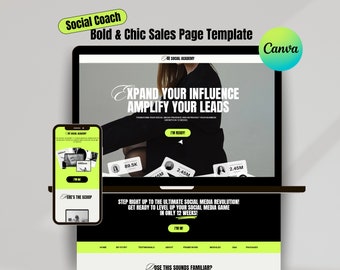 Canva Website Template: Bold Landing Page for Coaches (Social, Business)