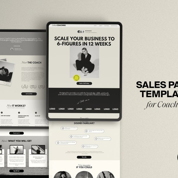 High Converting Sales Page Canva Template, Sales funnel, Sales Page Template, Course Sales Page, Canva website for services based businesses