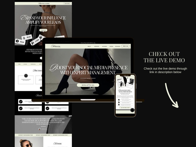 Aesthetic Canva Website Template Bundle for Virtual Assistant, Social Media Manager, sales funnel, portfolio website, One Page Website
