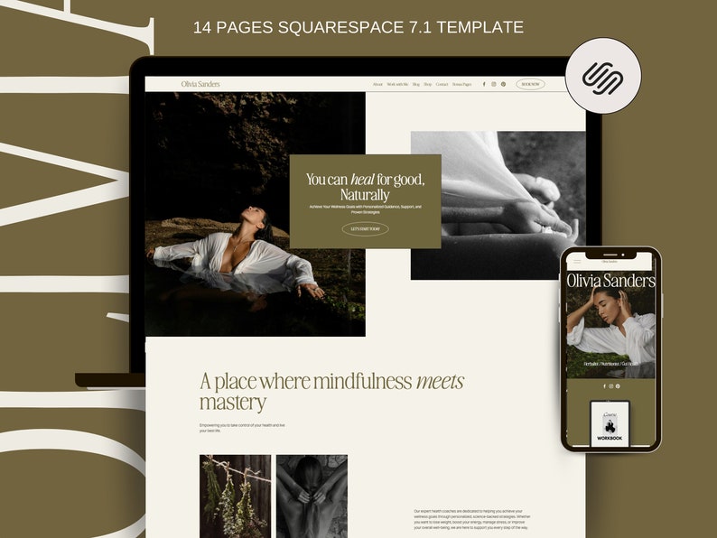 Squarespace Website Template for therapist, herbalist Website, life coach website, coaching template, nutritionist website template