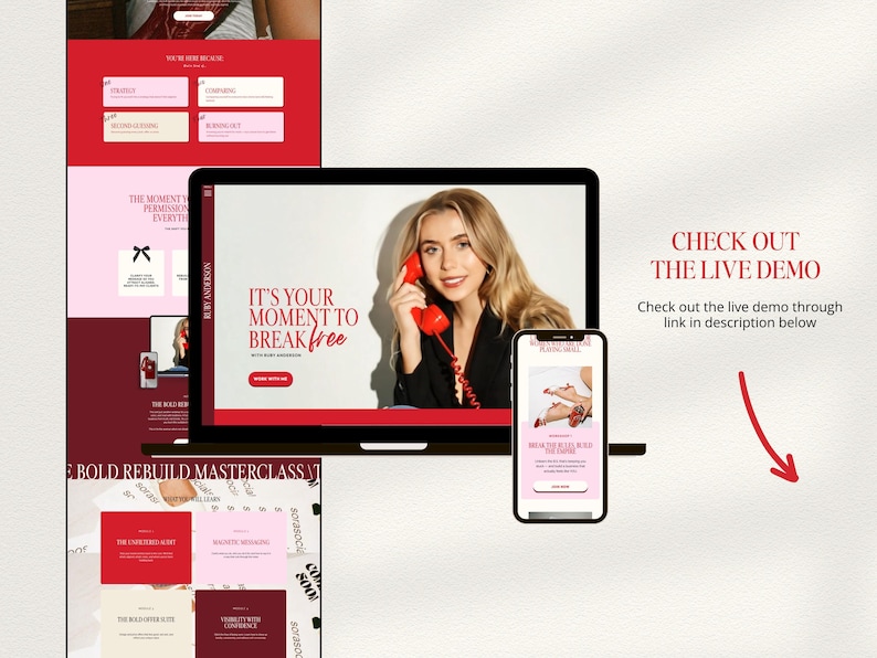 Red Showit Website Template For Coaches