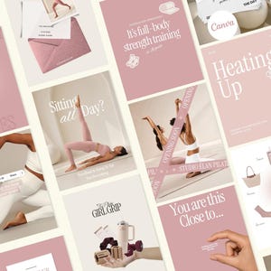 Pilates Instagram Templates: Seamless Carousels, Animated stories for Fitness coach & Yoga Studio (Canva)